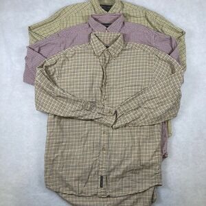 LOT 3 Vintage Abercrombie & Fitch Mens SMALL Check Button Up Long Sleeve Shirts